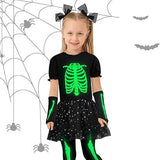 AOTHSO Halloween Girls Luminous Skeleton Children's Costume Ballet Skirt Dress