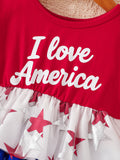 Kid Baby Girl Star Print Independence Day Cascade Cake Dress