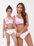 Family Matching Parent-child Single Shoulder Split Swimsuit Three-piece Set