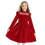 4-10T Kid Girl Long Sleeve Christmas Party Dresses