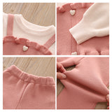 1-6T Kid Baby Girls Knit Long Sleeve Suits 2 Pcs Set