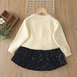 1-6T Kid Baby Girls Foreign Sequins Love Knitted Suit 2 Pcs Set