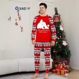 Family Matching Bear Snowflake Letters Stripes Christmas Parent-child Pajamas