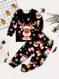 Flame Retardant and Fireproof Fabric Children's Long-sleeved Pajamas Set Loungewear