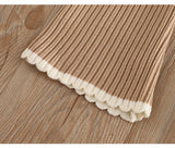 1-6T Kid Baby Girl Knitted Flared Long-sleeved Suit 2 Pcs Set