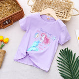 Kid Girl Summer Short-sleeved Mermaid Cotton T-shirt Top