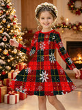 3-12Y Kid Girl Christmas Autumn Winter Long Sleeve 3D Printing Dresses