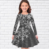 2-10T Kid Girls Round Neck Long-sleeved Casual Print Dresses