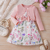 1-8T Kid Baby Girl Printed Knitted Cardigan Flower Dresses