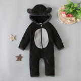 Baby Boys Autumn Winter Zippered Hooded Romper Jumpsuit