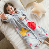 Kid Girls Nightgown Flannel Nightgown Thickened Coral Fleece Pajamas