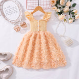 Kid Girl Summer Flying Sleeve Rose Photography Princess Dress
