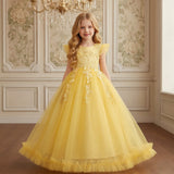 Kid Girl Princess Mesh Yarn Piano Performance Dresses
