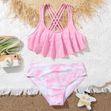 Family Matching Sexy Parent-child Print high-waisted Split Bikini Swimsuit