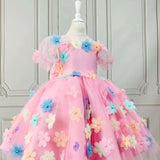 Kid Girl European American Flower Mesh Princess Sweet Dresses