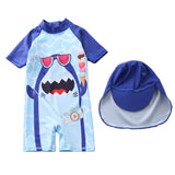 Kid Boy Shark Beach Sunscreen Hooded Swimsuit