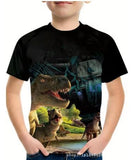 2-12T Kid Boy Dinosaur 3D Digital Printing Casual Short-sleeved T-shirt