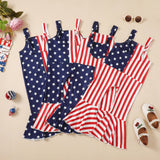 Independence Day Kid Baby Girls Summer Sleeveless Striped Star Print Pants