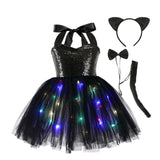 1-10T Kid Baby Girl Animal Glowing Princess Halloween Mesh Dresses