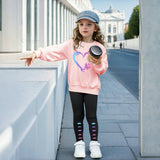 INS Girls 2-piece Set & Love Butterfly Print Long Sleeve Sweater Tights Outdoor Leisure Sports