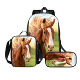 Kid Student Schoolbag Animal Meal Pencil Backpack 3 pcs/Set