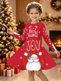 Kid Girl Christmas Autumn Winter Long Sleeve 3D Dresses For 3-12Y