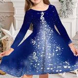 Princess Dress Girls Skirt New Swing Dress Christmas Long Sleeve Crew Neck Skirt