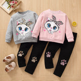 1-8Y Kid Baby Girls Suit Spot Cartoon Cute Suit 2 Pcs Set