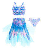 2-10T Kid Girl Mermaid Swimsuit Princess Beach Bikini 3 Pcs/set