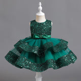 Kid Baby Girl Princess Sequined Multi-layer Fluffy Dresses