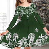 Princess Dress Girls Skirt New Swing Dress Christmas Long Sleeve Crew Neck Skirt