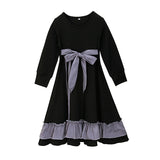 Kid Girls Spring Autumn Long-sleeved Solid Dress