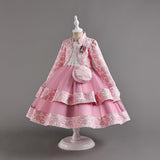 3-10T Kid Girl Long-sleeved Autumn Winter Banquet Performance Dresses