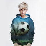2-12T Kid Boy Graffiti Football 3D Digital Printing Casual Pullover Hoodie