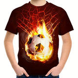 Kid Boy Flame Football 3D Printed Casual Short Sleeve T-Shirt