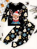 Flame Retardant and Fireproof Fabric Children's Long-sleeved Pajamas Set Loungewear