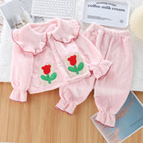 Kid Baby Girl Autumn Winter Loungewear Plush Long-sleeved Pajamas