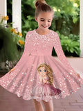 2-10T Kid Girl Fake Personalized Long-sleeved Swing Fashion Trend Dresses