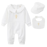 Baby Boy Cute Onesie White Formal Christ Baptism Set