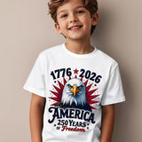 Kid Boy Girl Cotton  Independence Day Eagle Flag Printed Crew Neck Casual T-Shirt