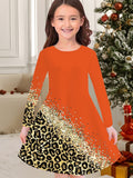 3-10T Kid Girl Flower Long Sleeve Crew Neck Spring Autumn Dresses