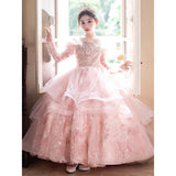 Children's Dress, Pink Host Piano Performance, Girls Are Beautiful