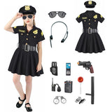 3-10Y Kid Girl Halloween Police Uniform Suit Multiple Pcs Set