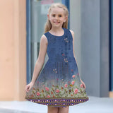 Sleeveless Crew Neck Vest Dress Fashion 3d Print Kids Girl