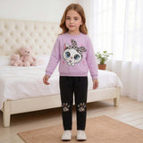 1-8Y Kid Baby Girls Suit Spot Cartoon Cute Suit 2 Pcs Set