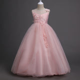 Kid Girl Flower Long Mesh Princess Birthday Show Dress