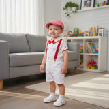 Baby Boy Summer Gentleman Suit  Bow Tie Climbing  5 pcs Sets