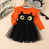 1-6T Kid Girl Halloween  Printed Mesh Cute Dresses
