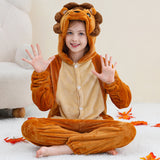 3-12Y Kid Boy Girl Flannel Cartoon Animal One-piece Pajamas