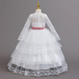 Princess Dress Dress Long Sleeve Lace Mesh Dress Bow Dress